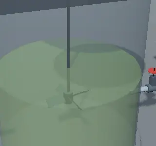 Lesson 13.6: a mixer's impeller turning at 45 revolutions a minute inside a transparent vessel.